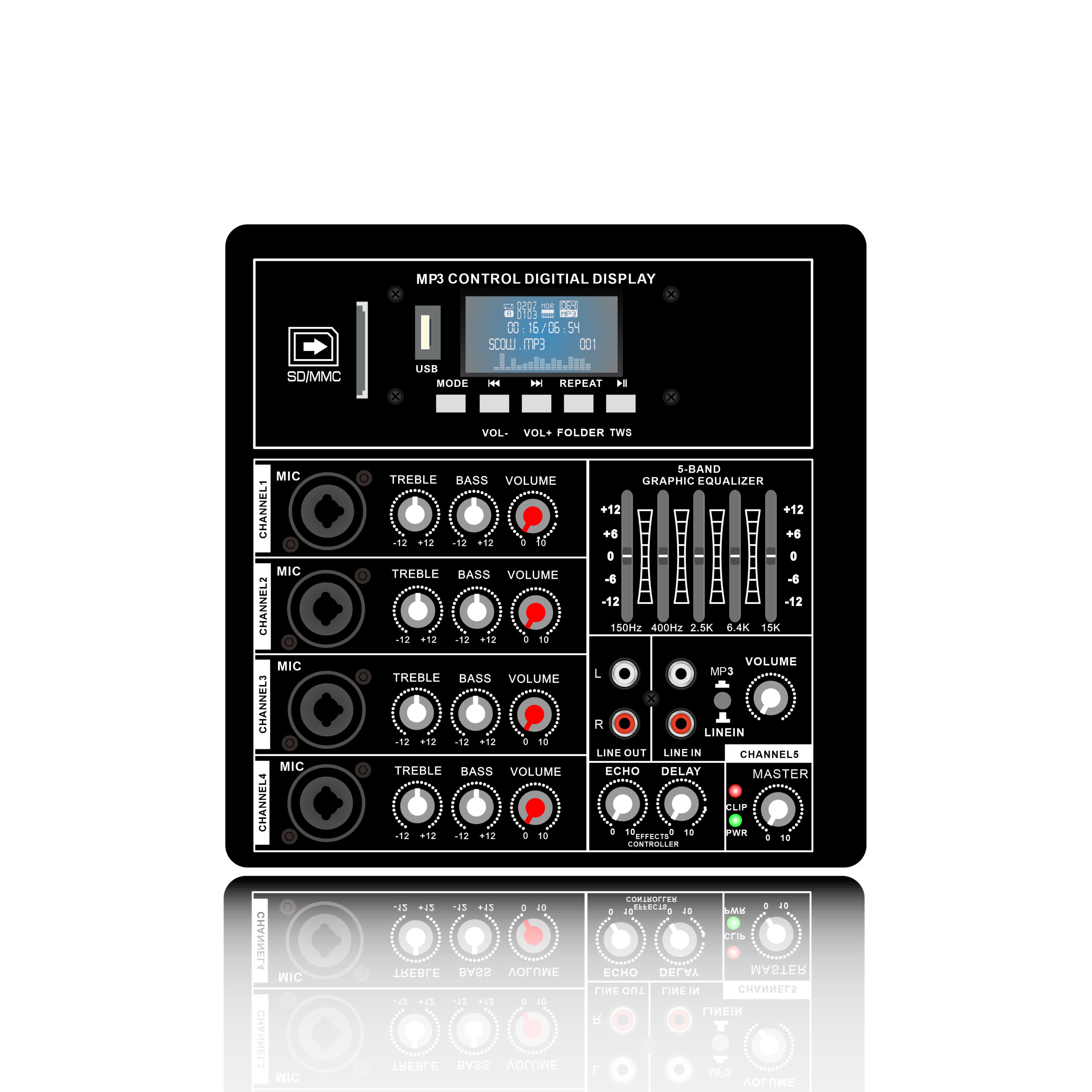 Class AB Multi-channel with equalizer PA Speaker Amplifier PL83 