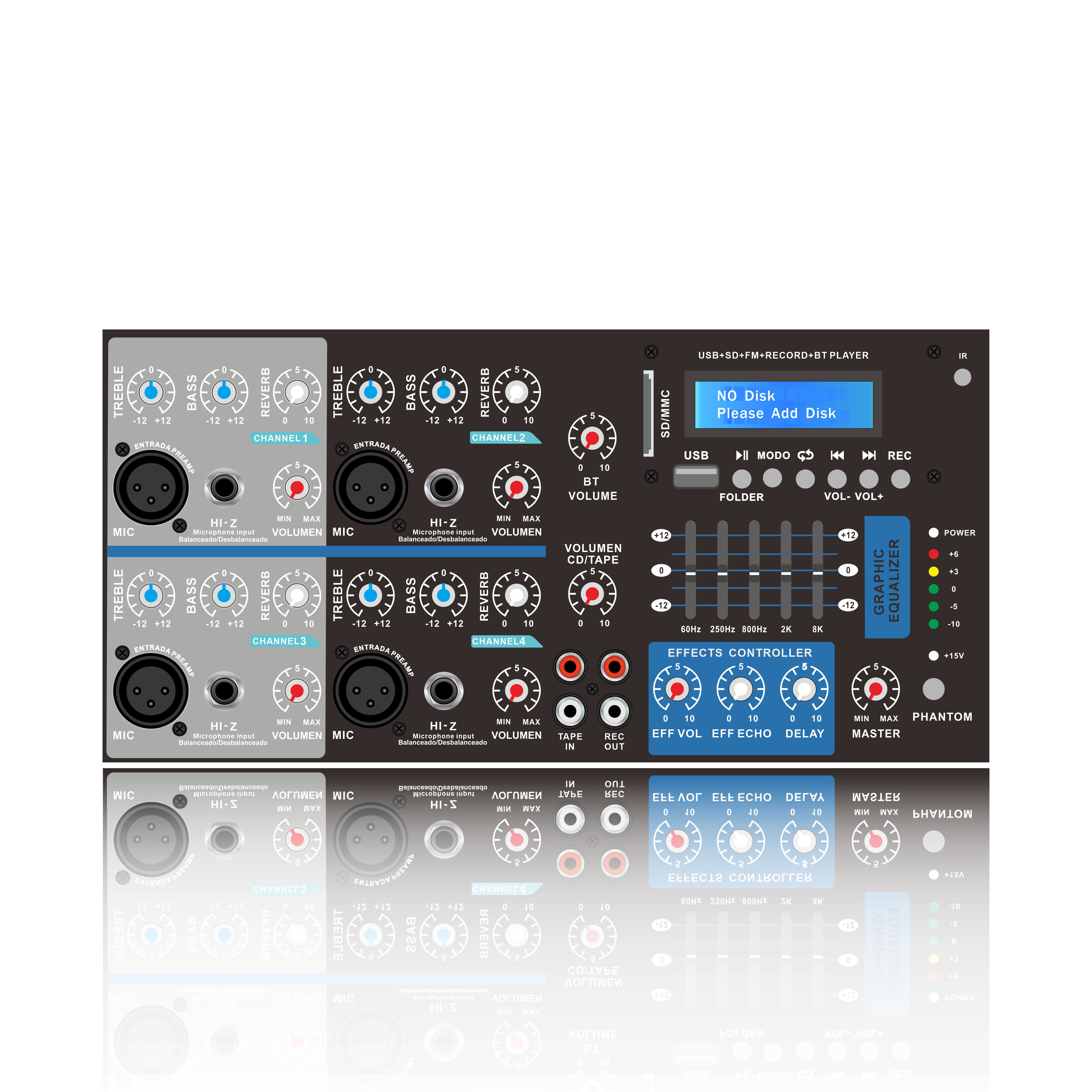 4 Channel Powered Bluetooth Karaoke Mixer Amplifier SB4200