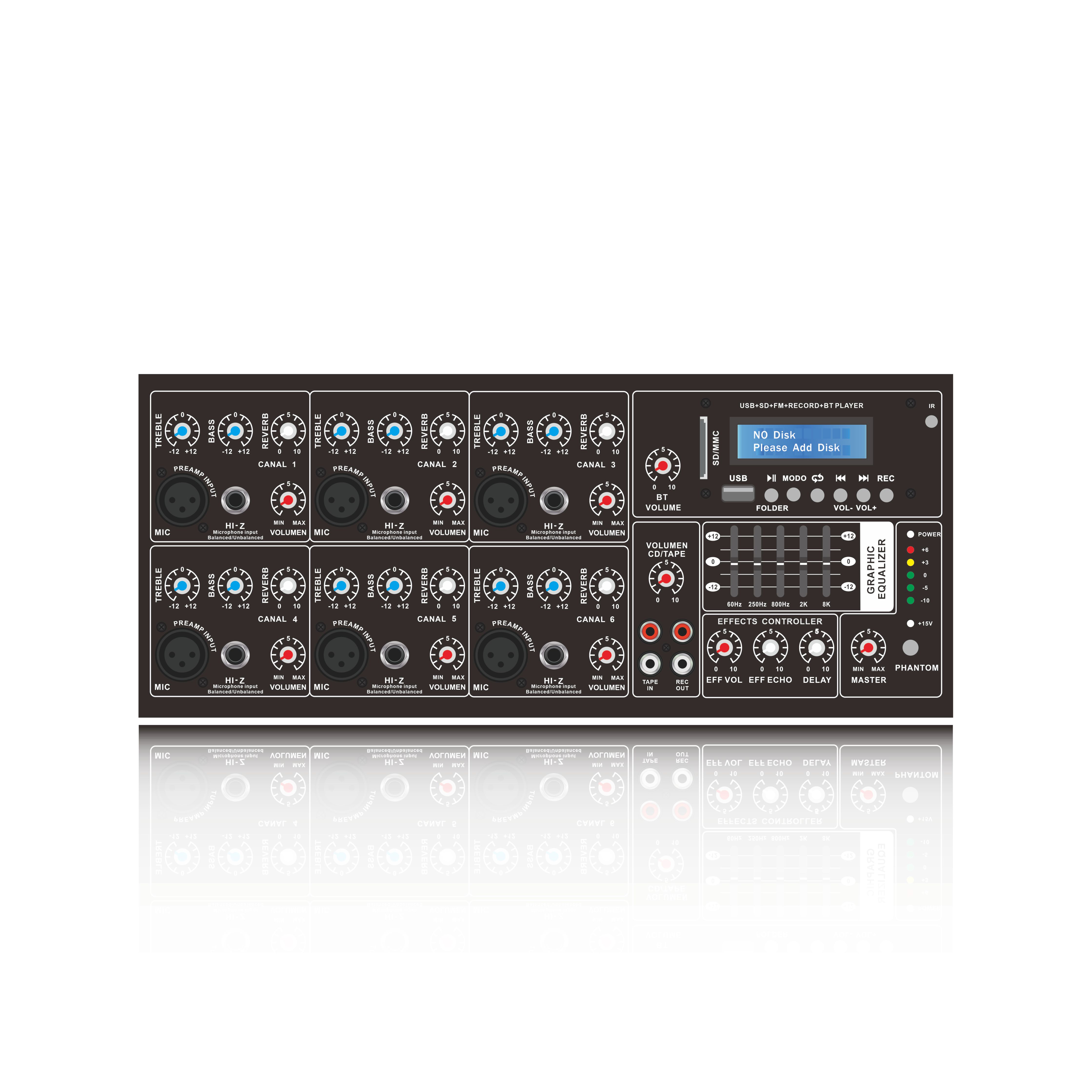 Woodbox 6 channel Powered Mixer SB6200