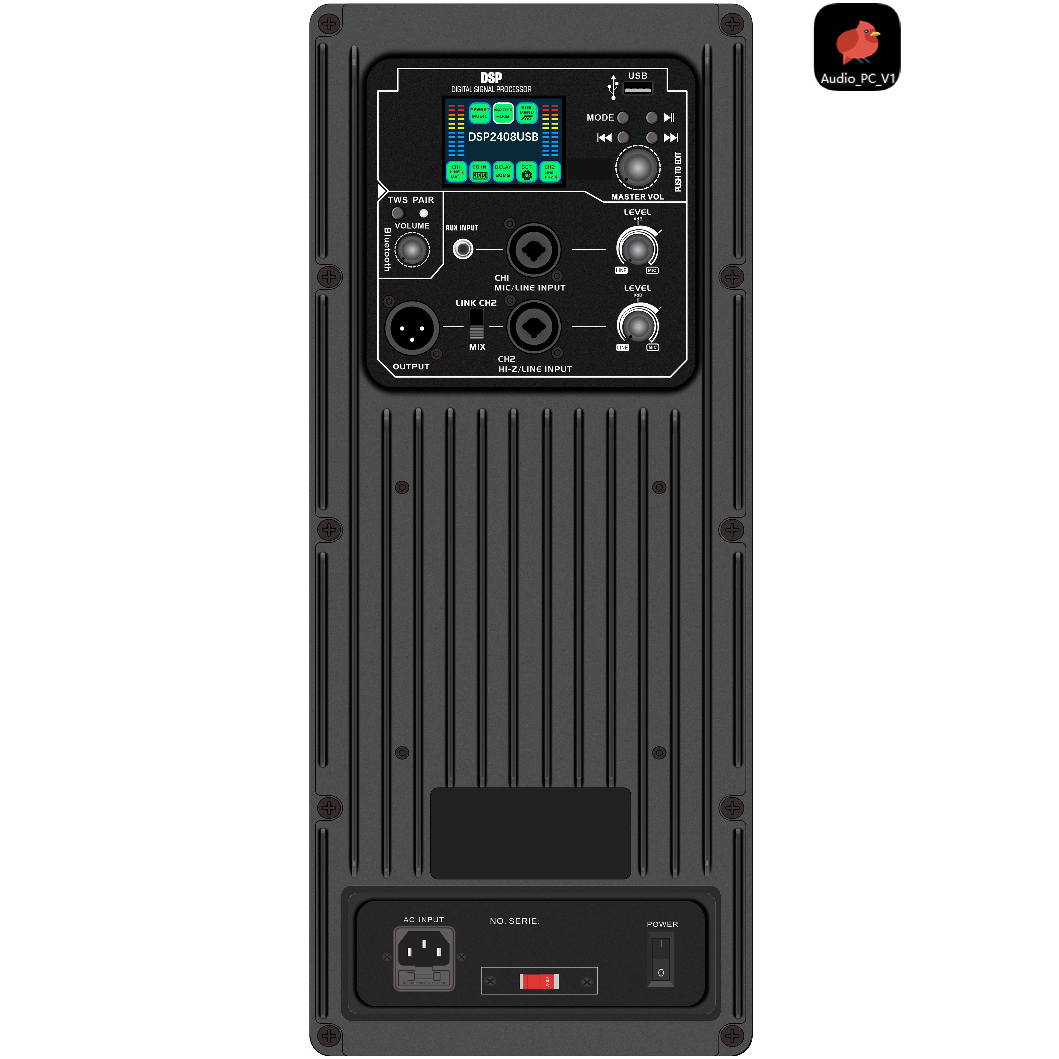DSP2408USB  Color screen DSP active power amplifier with USB flash drive audio playback function